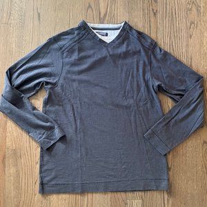 Method Mens Long Sleeve Faux Crew V Neck Knit Top S
